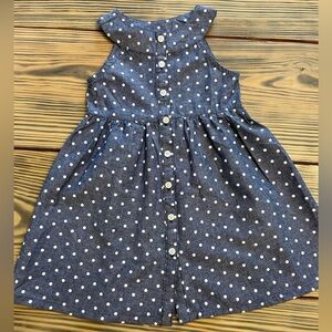 Girls' Navy Polka Dot Button-Front Dress